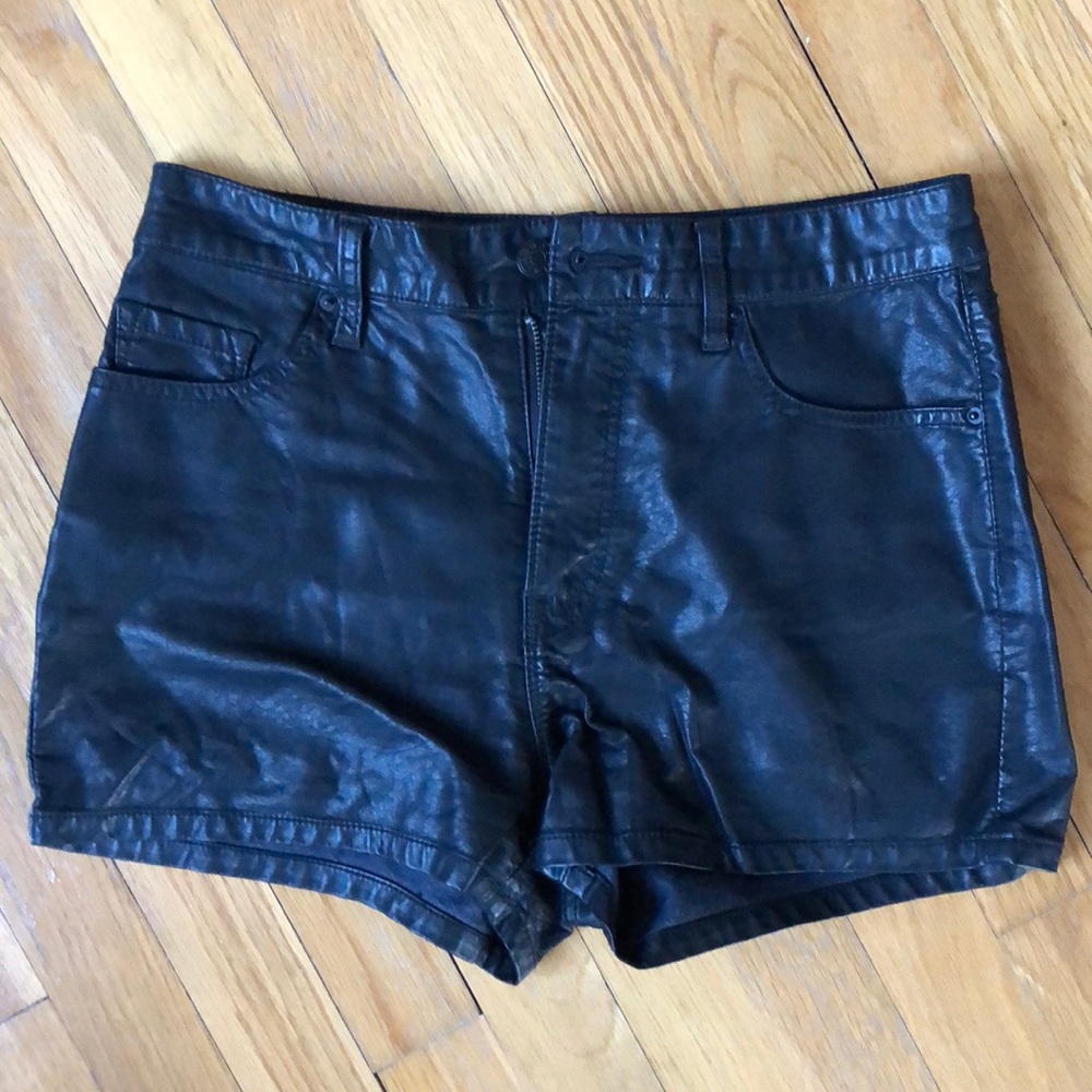 Black leather shorts